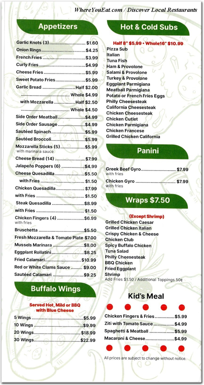 menu